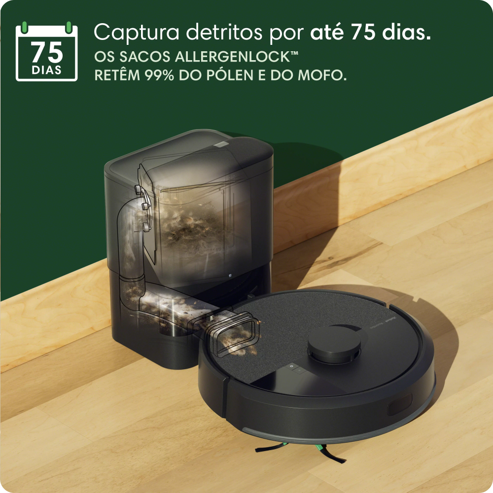 Robô Aspirador Roomba 105+ Combo com Base AutoEmpty Aspira e Passa Pan Robô Aspirador Roomba 105+ Combo com Base AutoEmpty Aspira e Passa Pan