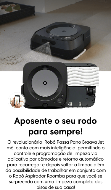 Robô Passa Pano Inteligente Bivolt Braava jet® m6 Graphite iRobot Robô Passa Pano Inteligente Bivolt Braava jet® m6 Graphite iRobot