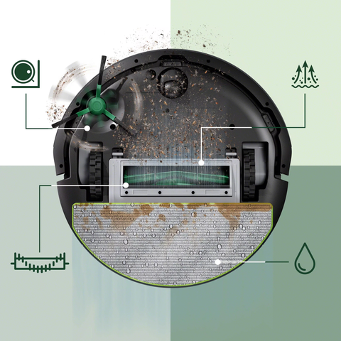 Elimina poeira, detritos e pegadas sujas.